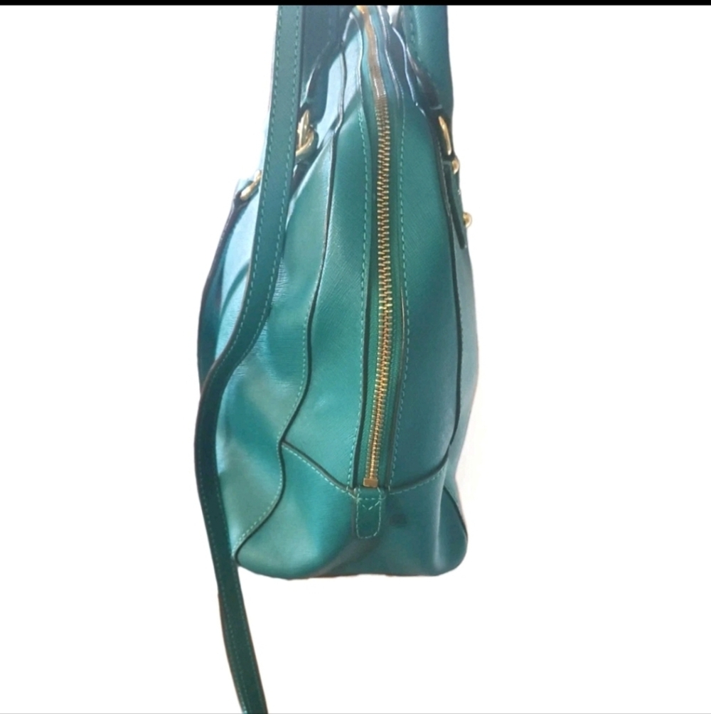 Michael Kors Medium Dome Saffiano Leather Satchel Teal - Picture 4 of 13